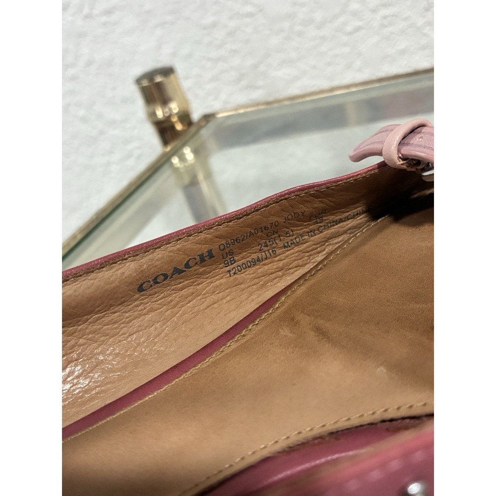 Coach 'Jody' Pink Studded Leather Strap Pointed Toe Ballet Flats Size 9B - Picture 9 of 14
